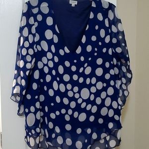 Avenue blue polkadot blouse